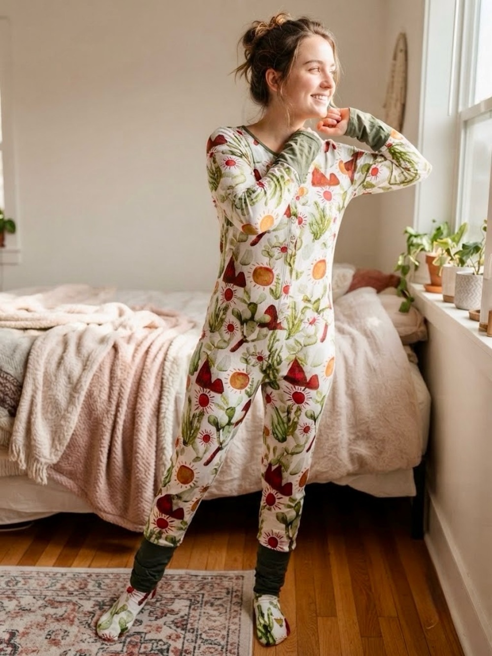 The Simple Seed Bamboo Romper Cactus Desert Sun Earthy Pajamas Boho Southwestern